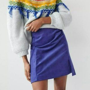 NWT Anthropology Roxanna Soft Faux Suede Ruched Mini Skirt